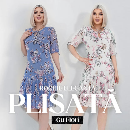 🌸fustă plisată elegantă din șifon floral