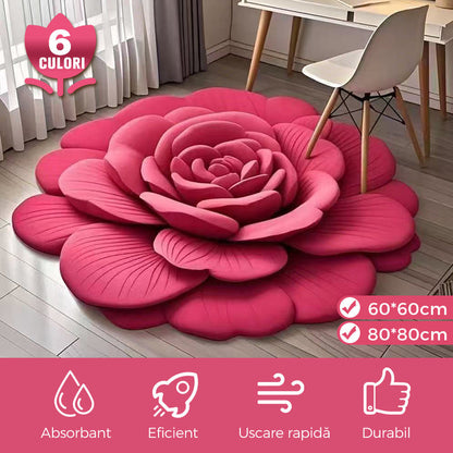 🌺 Covoraș cu model floral din pluș sau pământ de diatomee