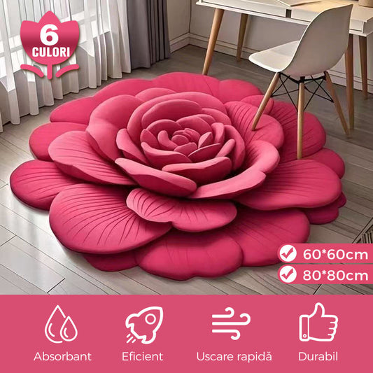 🌺 Covoraș cu model floral din pluș sau pământ de diatomee