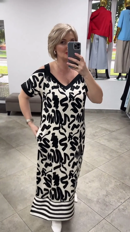 👗 Rochie elegantă imprimată fără bretele cu decolteu în V