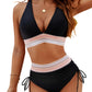 👙Set bikini patchwork din două piese cu decolteu în V💗