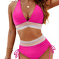 👙Set bikini patchwork din două piese cu decolteu în V💗