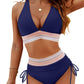 👙Set bikini patchwork din două piese cu decolteu în V💗