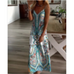 Rochie fără mâneci pentru femei cu imprimeu vintage cu gât în V