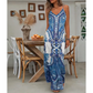 Rochie fără mâneci pentru femei cu imprimeu vintage cu gât în V