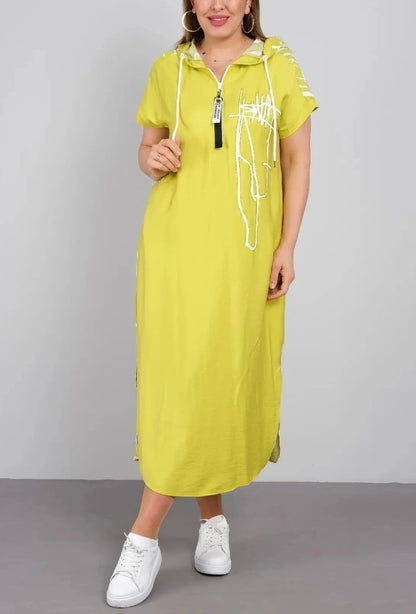 🔥 Rochie elegantă cu glugă și manșetă scurtă