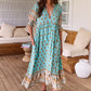 💃Boho florale V gât talie înaltă A-Line Swing rochie