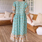 💃Boho florale V gât talie înaltă A-Line Swing rochie