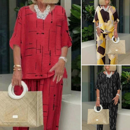 Top cu jumătate de mânecă și pantaloni pentru femei, set din două piese