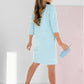 💝Rochie cu gât rotund și mânecă 3/4 cu buzunare