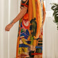 Rochie fluidă în culori tropicale strălucitoare