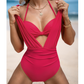 🩱Culoare solidă Lace Up Costum de baie două piese