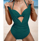🩱Culoare solidă Lace Up Costum de baie două piese
