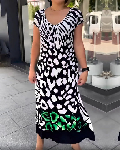💖Rochie lejeră cu mânecă scurtă și imprimeu