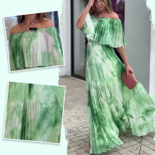 Rochii elegante plisate fără bretele imprimate