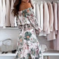 🌸Floral Print Off The Shoulder Top și jumătate de corp fusta două piese Set