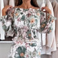 🌸Floral Print Off The Shoulder Top și jumătate de corp fusta două piese Set