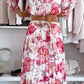 🌸Floral Print Off The Shoulder Top și jumătate de corp fusta două piese Set