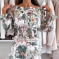 🌸Floral Print Off The Shoulder Top și jumătate de corp fusta două piese Set