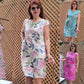 👗Rochie cu gât rotund și imprimeu botanic