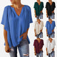 💖 Bat Sleeve V-Neck Solid Colour Loose Top