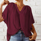 💖 Bat Sleeve V-Neck Solid Colour Loose Top