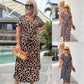 💃Rochie cu imprimare de leopard și gât în V