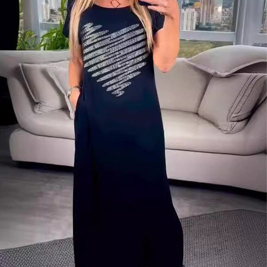 🌸 Side Slit rochii lungi tricou