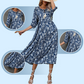 🌸Rochie lungă elegantă pentru femei cu imprimare florală și gât în V