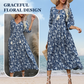 🌸Rochie lungă elegantă pentru femei cu imprimare florală și gât în V