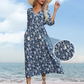 🌸Rochie lungă elegantă pentru femei cu imprimare florală și gât în V