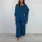 ✨Femeii Elegant Casual Chiffon Top și pantaloni largi Set