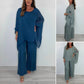 ✨Femeii Elegant Casual Chiffon Top și pantaloni largi Set