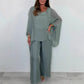 ✨Femeii Elegant Casual Chiffon Top și pantaloni largi Set