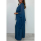 ✨Femeii Elegant Casual Chiffon Top și pantaloni largi Set