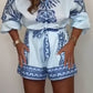 💕Set două piese casual vintage pentru femei - cămașă + pantaloni scurți