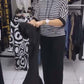 Top cu dungi casual pentru femei și set de pantaloni solizi