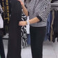 Top cu dungi casual pentru femei și set de pantaloni solizi