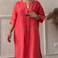 👗Bumbac respirabil in 7/10 maneca V-Neck rochie