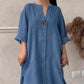 👗Bumbac respirabil in 7/10 maneca V-Neck rochie