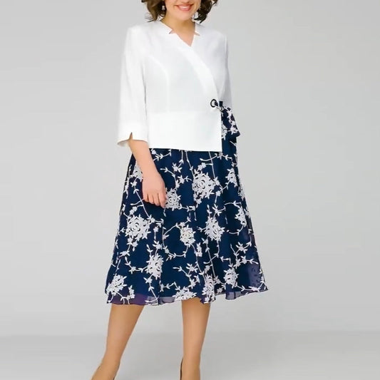 👗 Rochie patchwork imprimată elegantă