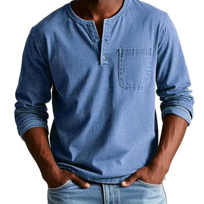 👔Cămașă lungă din denim de epocă pentru bărbați