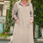 Rochie maxi cu glugă cu mânecă lungă și fantă de culoare solidă pentru femei