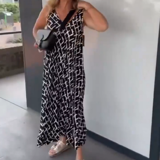 💝Rochie imprimată fără mâneci, cu decolteu în V