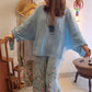 🌺 Set lejer cu bluză și pantaloni evazați cu imprimeu floral