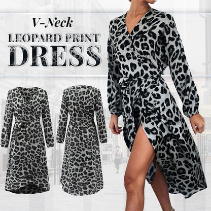 💕Rochie cu imprimeu leopard cu decolteu în V