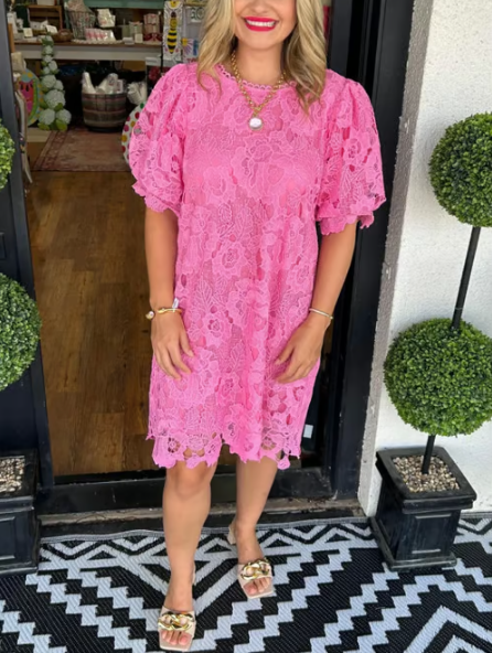💝Rochie feminină din dantelă cu mâneci bufante din flori