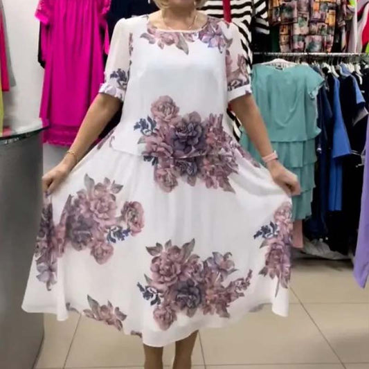 🌼Set din două piese cu imprimare de bujori din sifon
