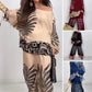 💖Femei stil etnic elegant imprimate Top Wide Leg pantaloni Set