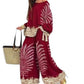 💖Femei stil etnic elegant imprimate Top Wide Leg pantaloni Set